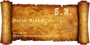 Borik Miklós névjegykártya